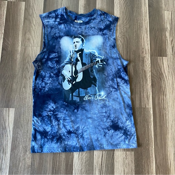 Elvis Presley Blue Tie-Dye Sleeveless Shirt size M - Picture 1 of 12